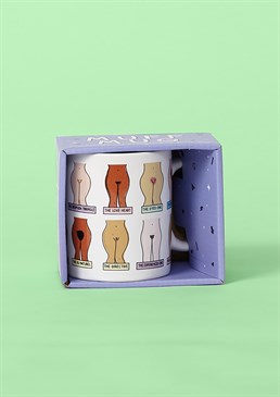 Celebrate pube evolution! Try not to spit your tea out Naughty novelty mug Microwave and dishwasher safe Dimensions: 10cm high, 12cm wide (including handle) Whether minimalist, landing strip or au naturel, celebrate the many fabulous ways to style your muff throughout the ages with this outrageous ceramic mug! We've got muffs of all shapes and sizes (yes, even heart shaped) - anything goes! A great gift to give a mate a giggle and encourage them to embrace what they've got. You might even give them some style inspo! Serve your guest a cuppa in this 350ml mug, sit back and watch their reaction for maximum laughs.  New In Most Popular For Him For Her Rude Gifts Gifts Under A Tenner Secret Santa Stocking Fillers Bottles & Mugs Novelty Gifts