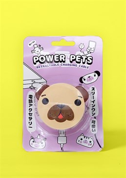 Abso-pugging-lutely adorable! Portable power for pug lovers 3 in 1 cable suitable for Apple and Android Tangle free and retractable Dimensions: 16cm high, 11cm wide Say no to ugly charging cables and inject some cuteness into your life with this compact and convenient, portable charger that'll give you the energy of a young pup! With a handy, retractable design your cables will stay safe and organised on the go, tucked away in this cute pooch's face until you need them. Use the genius keyring attachment and make sure you never leave the house again without your faithful companion! This powerful pug pal includes Android, iOS and USB Type C connecters for all your friends to use on the move.  New In For Her Stocking Fillers Gadgets & Tech