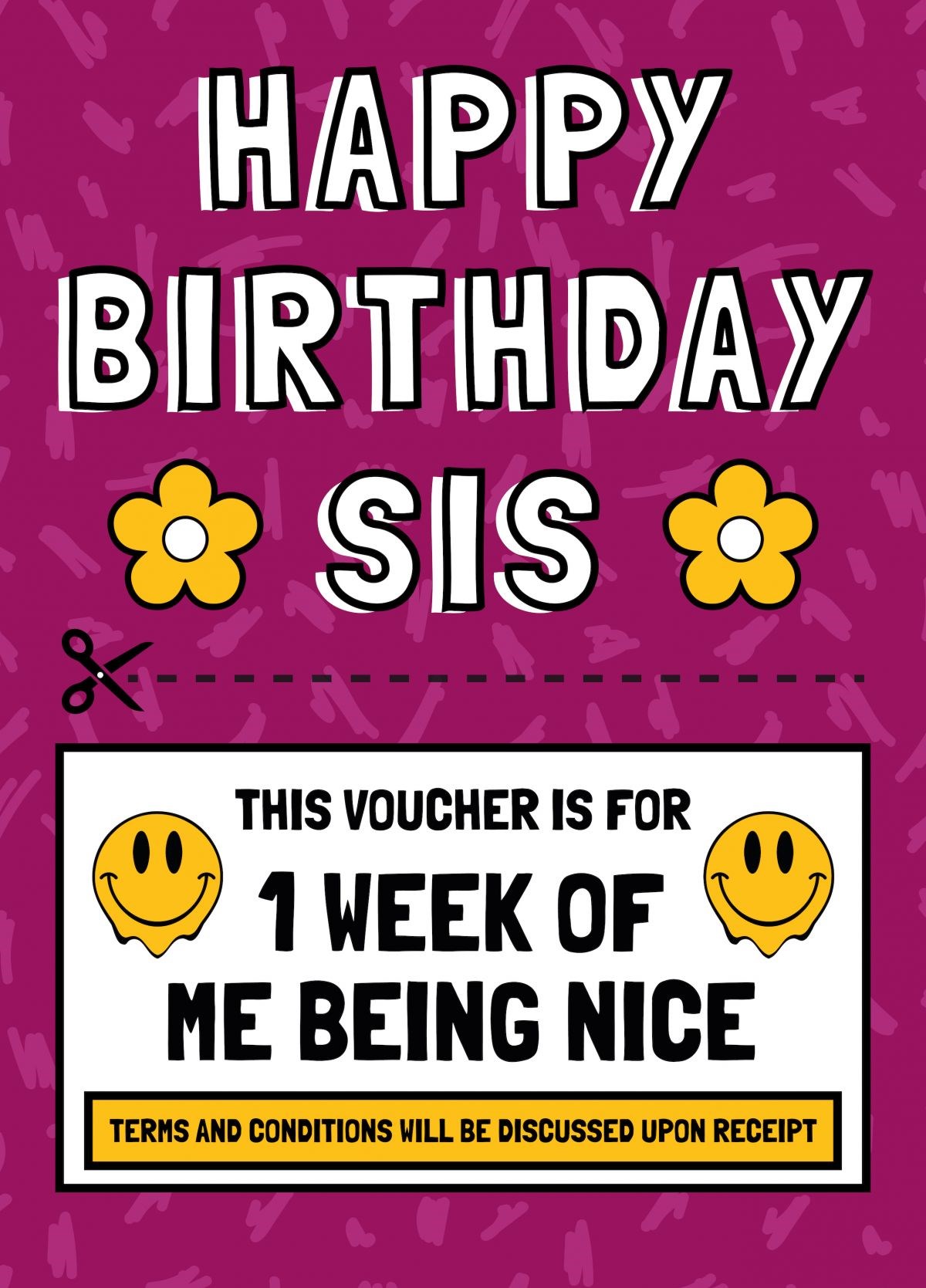 Funny Sister Voucher Birthday Card | Scribbler