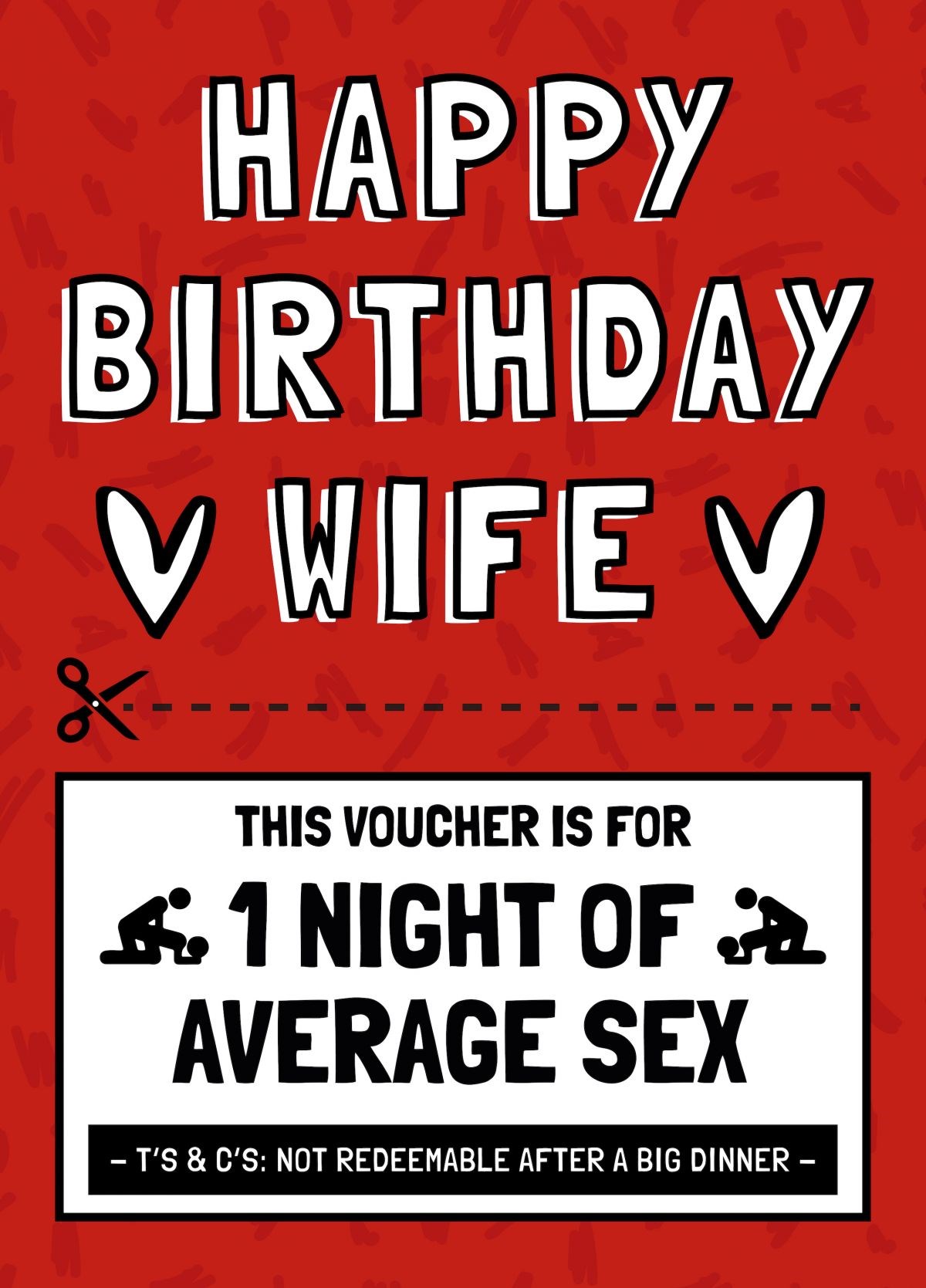 Funny Average Sex Voucher Wife Birthday Card Scribbler