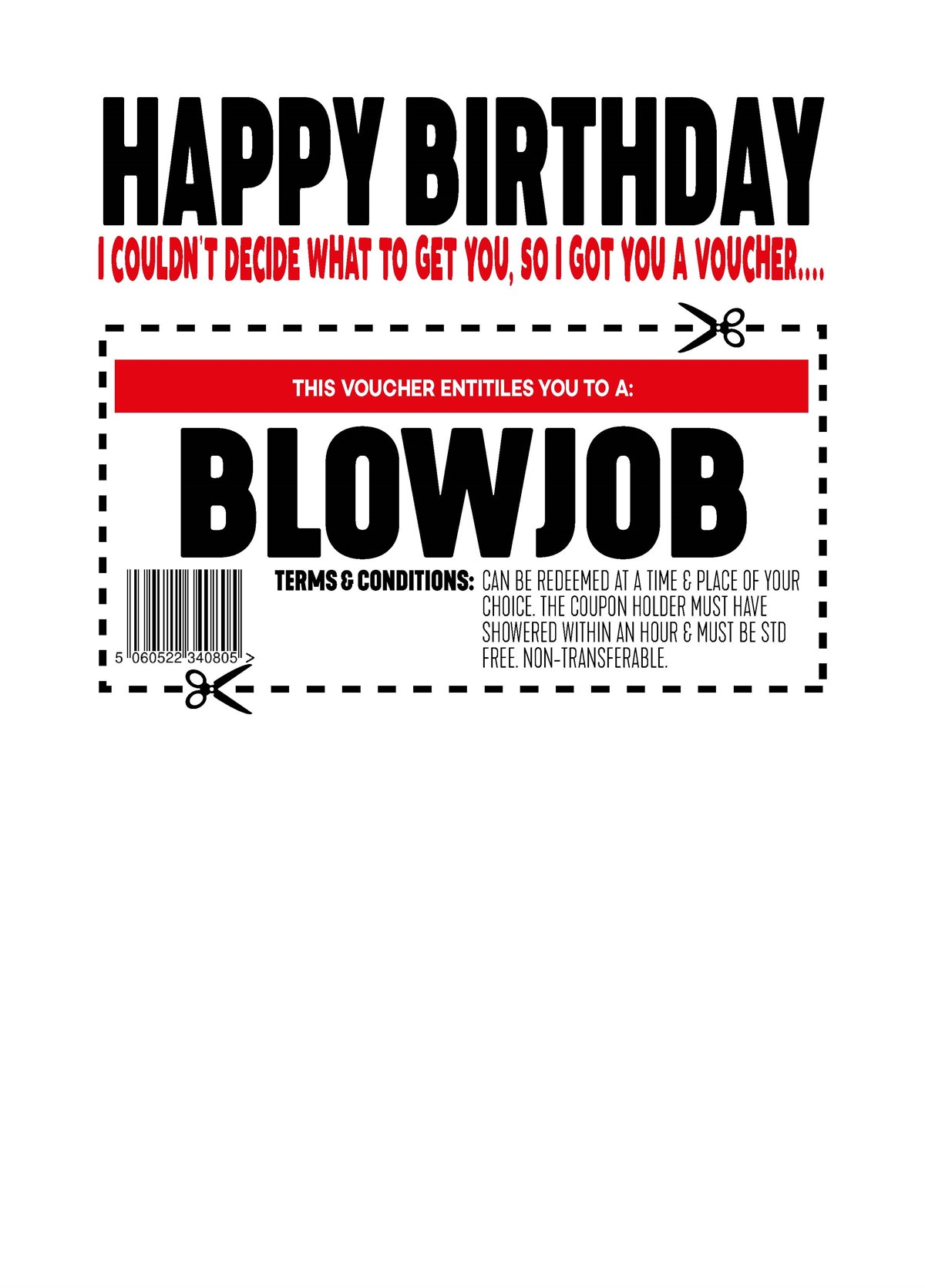 Birthday Blowjob Card