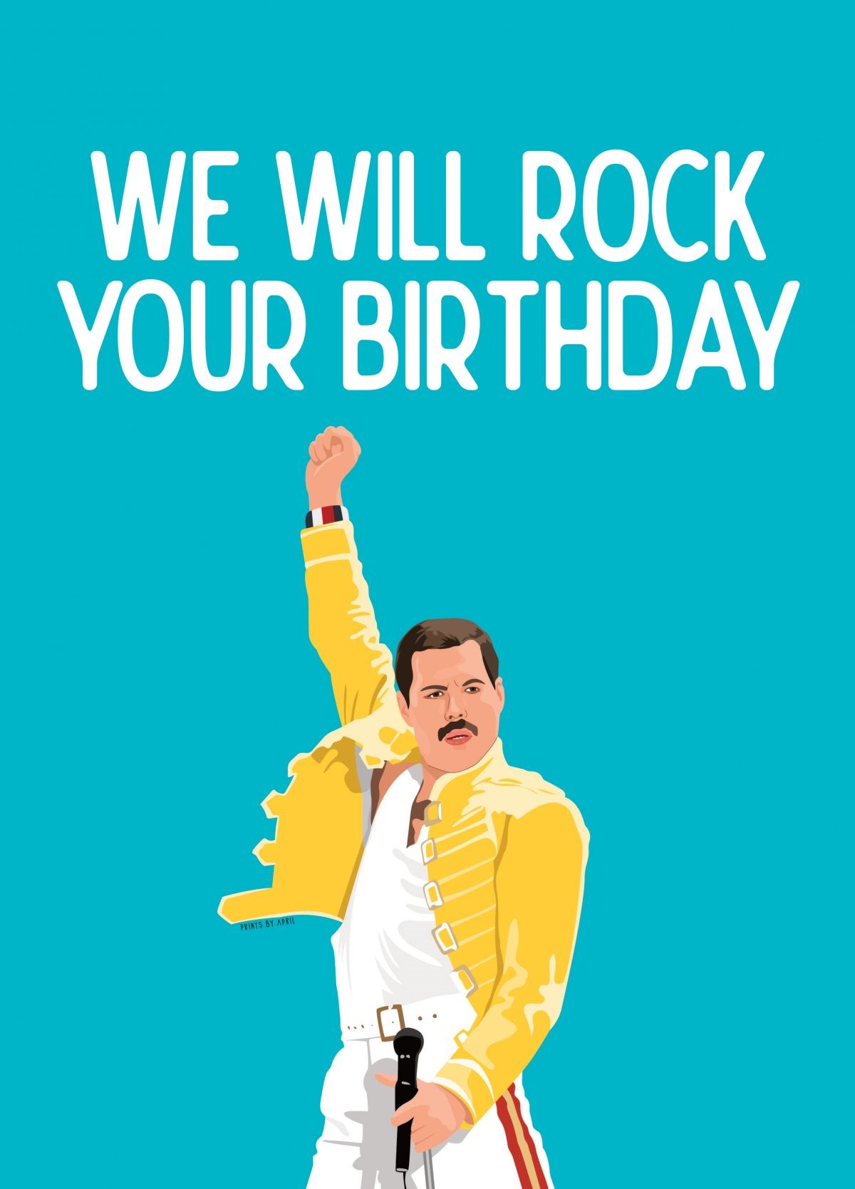 Freddie Mercury Queen Bee Cartoon Pun Birthday Greeting Card