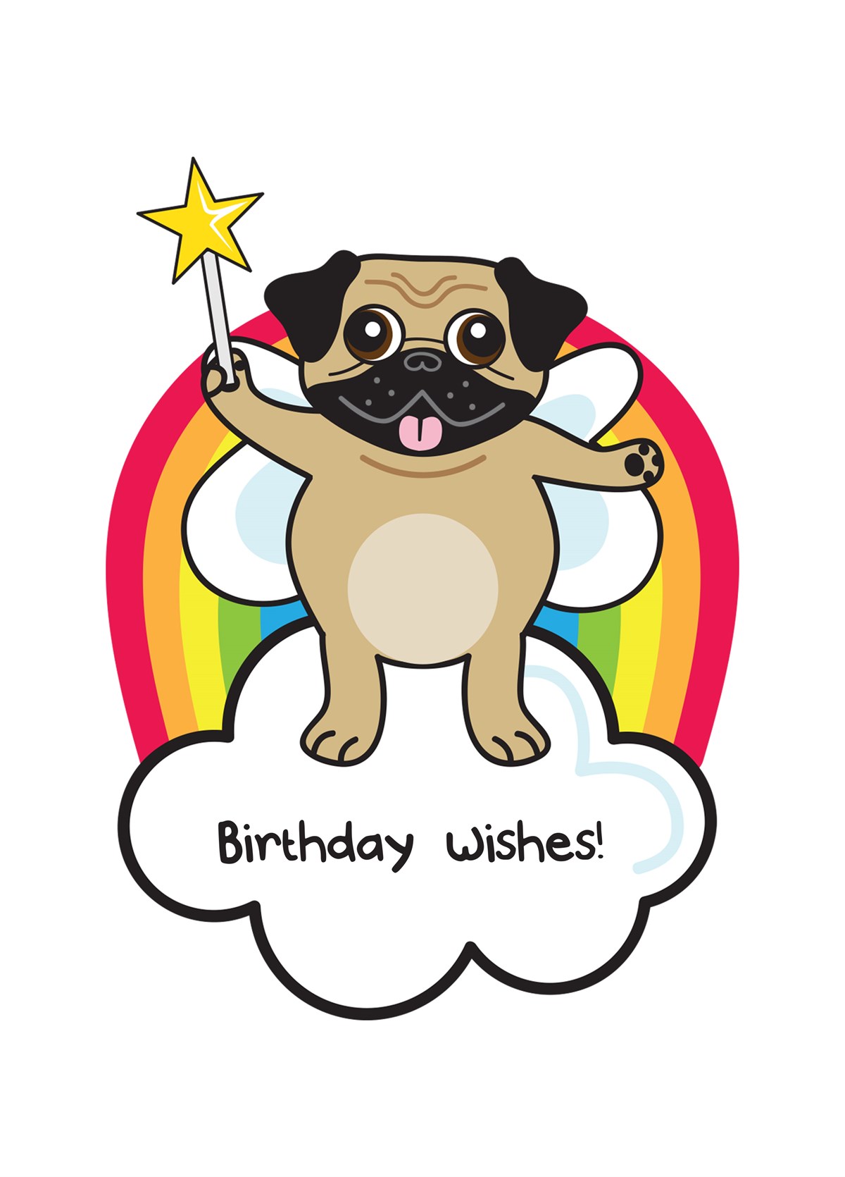 Birthday Pug Wishes Card | Scribbler