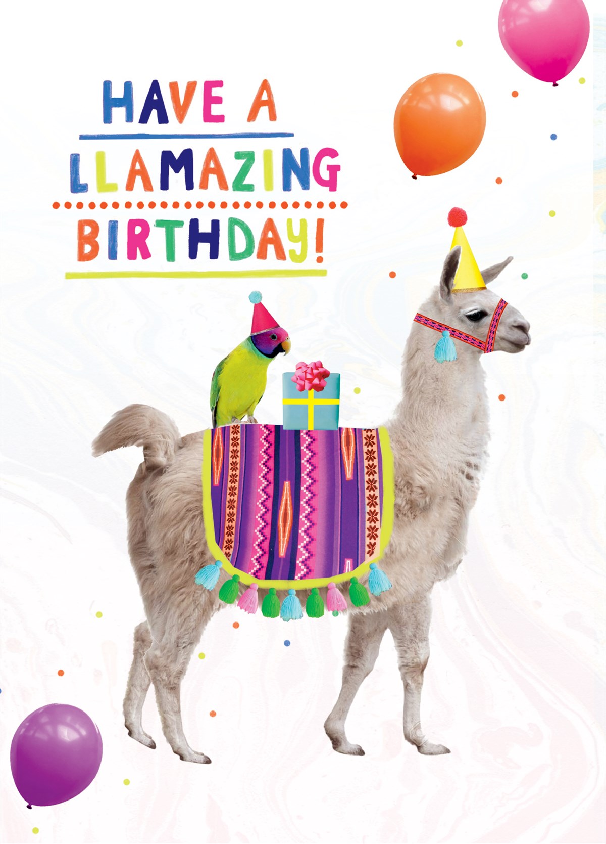 Woman Fabulous Llama with Presents and Balloons Birthday Card for Her