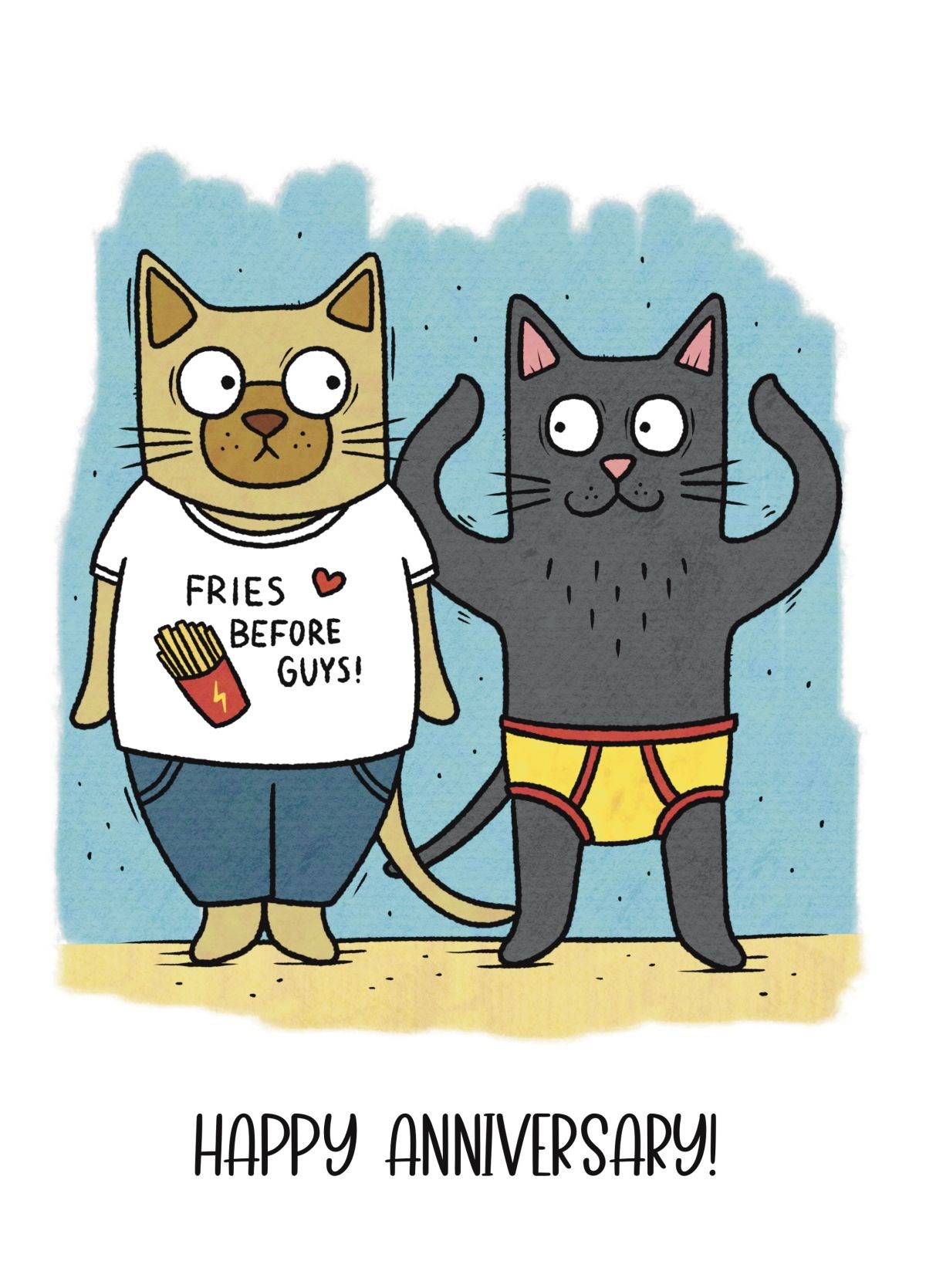 Cute Funny Couple Cat Anniversary Card | Scribbler
