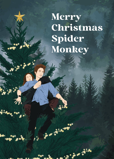Twilight Christmas Card - Hold On Tight, Spider Monkey