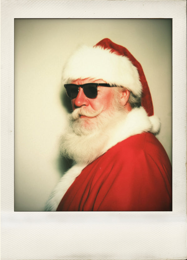 Retro Santa In Sunglasses Polaroid Christmas Card