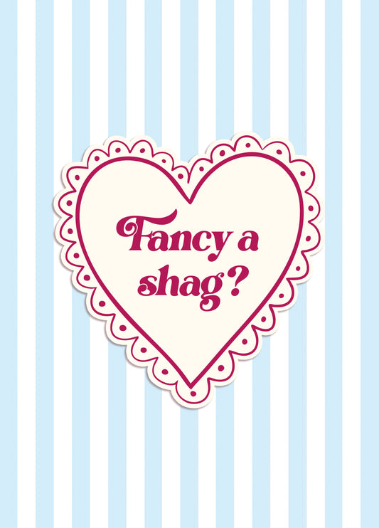 Cheeky Love Card For Partner - Fancy A Shag? - Heart & Stripes