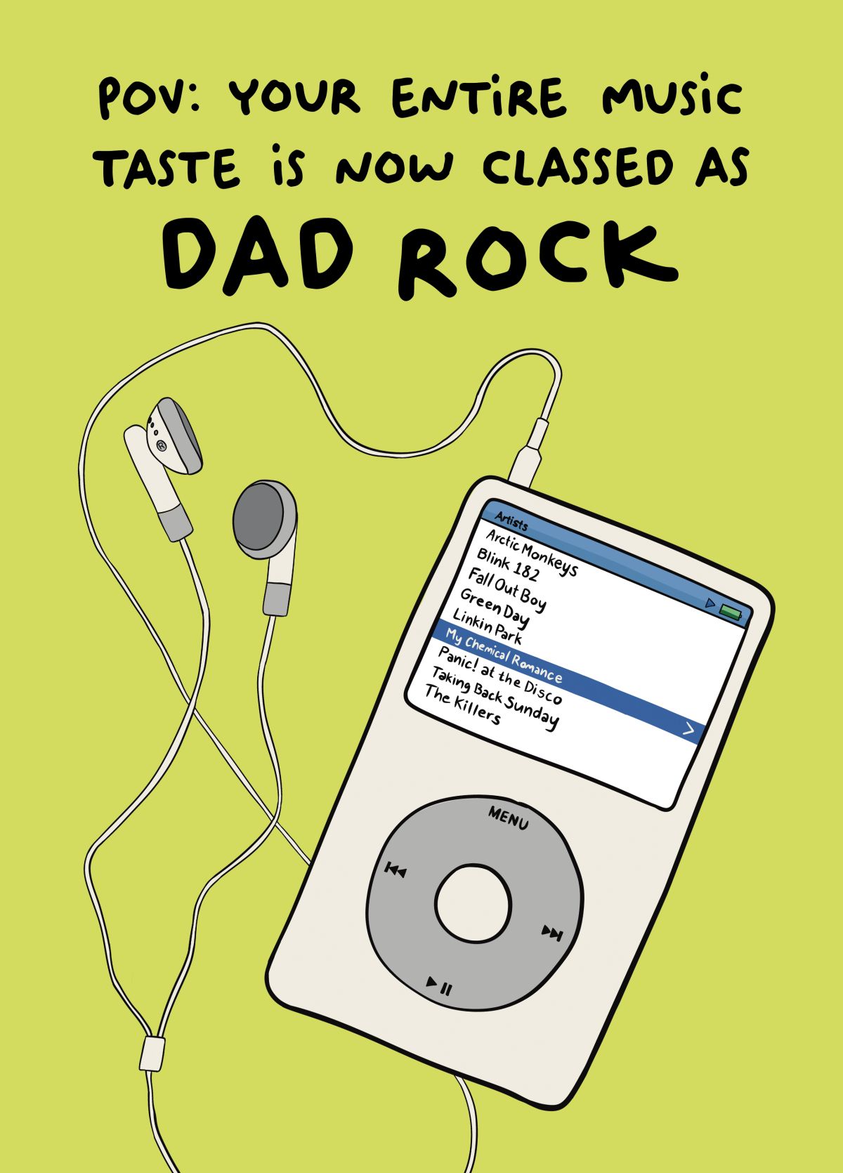 Funny Birthday Or Father's Day Card - Dad Rock - IPod - Millennial Dad