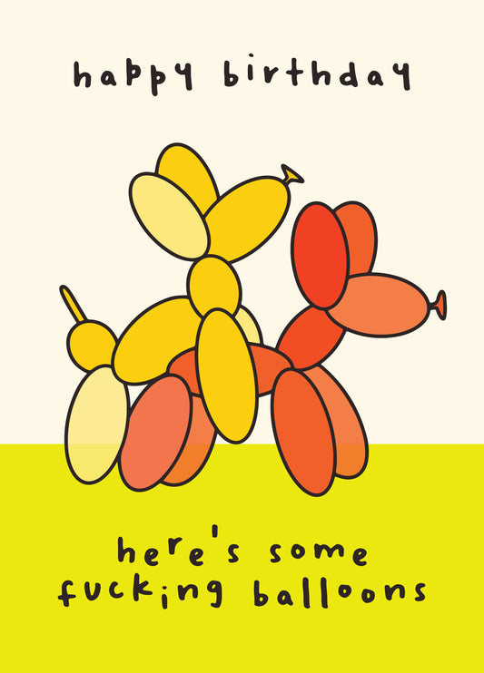 Funny Balloons Fucking Birthday Card