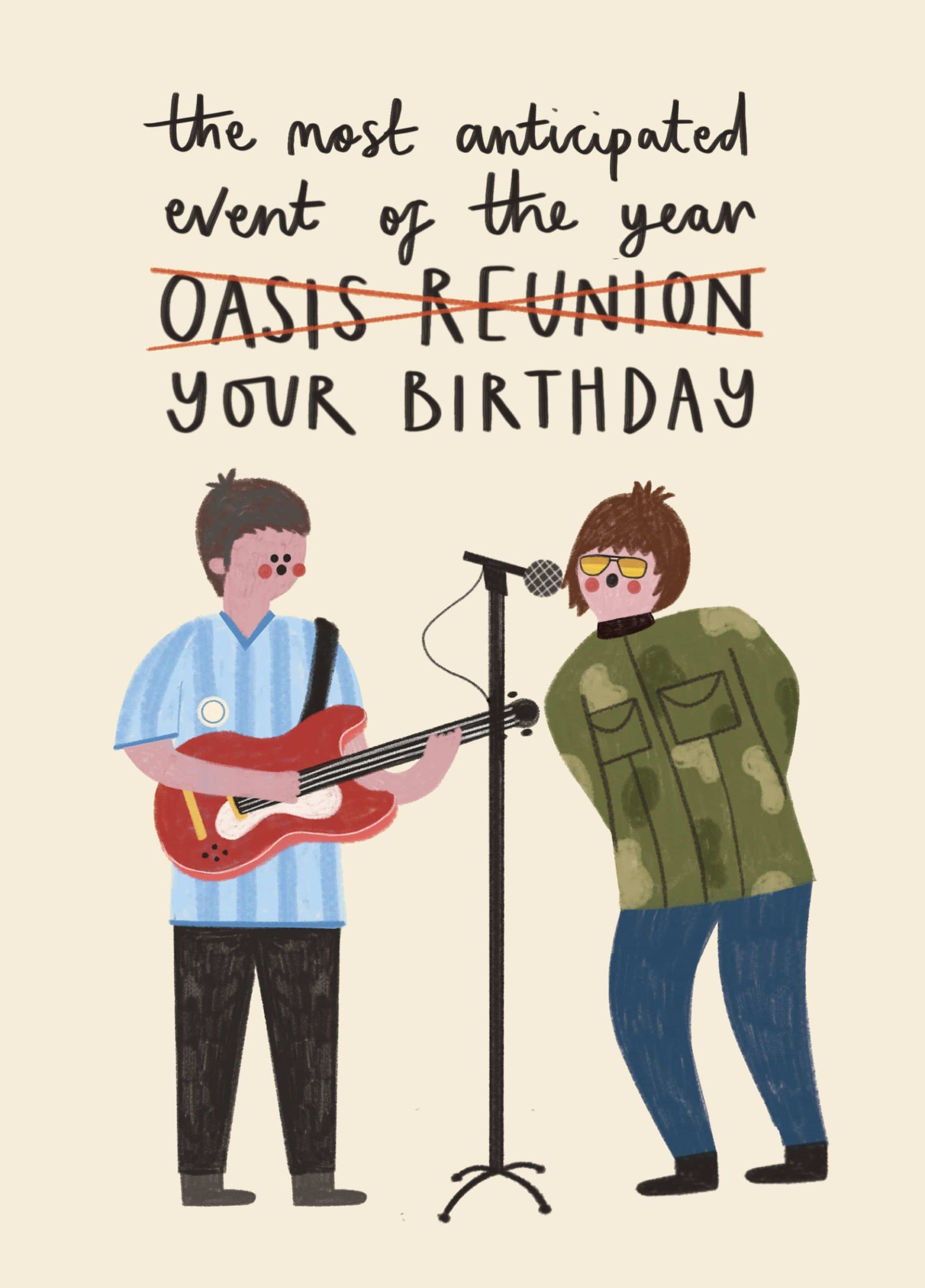 Funny Birthday Card - Oasis - Reunion