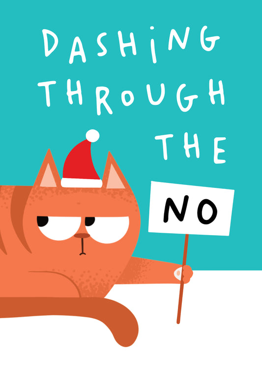 Funny Christmas Card - Cat - Dashing Through The No