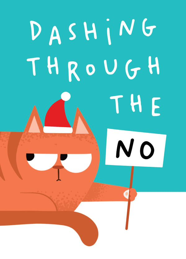 Funny Christmas Card - Cat - Dashing Through The No