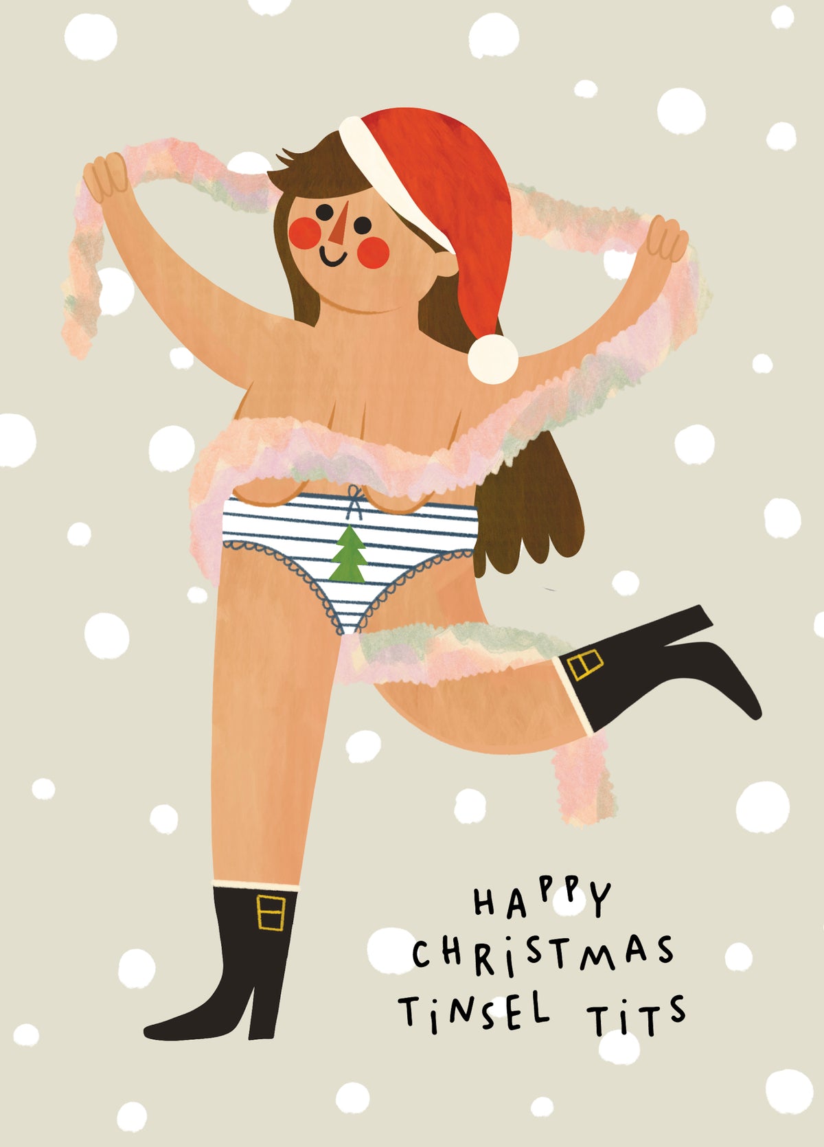 Cute Christmas Card - Tinsel Tits - For Her