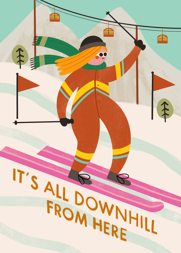 Funny Skiing Birthday Card