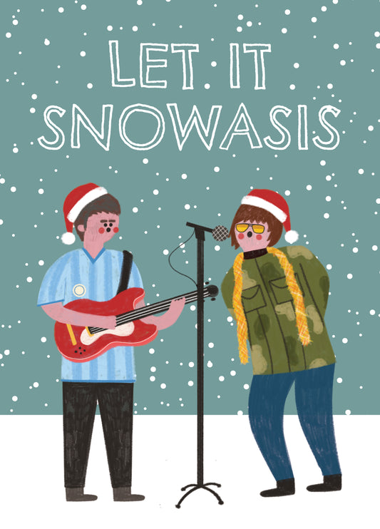 Funny Christmas Card - Oasis - Snoasis - Pun