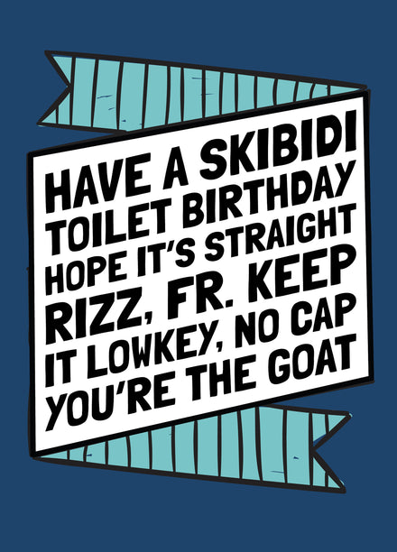 Birthday Rizz Background Skibidi Rizz Birthday Card โ Scribbler Cards & Gifts