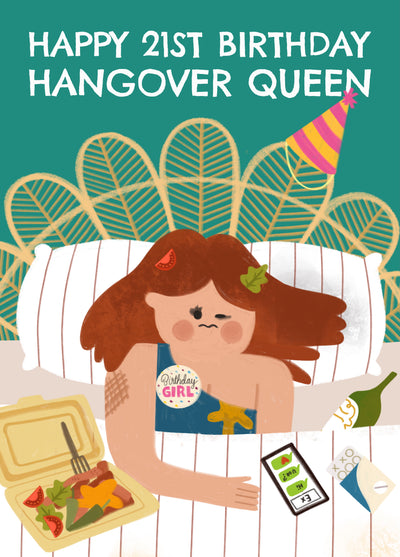 Hangover Queen 21st Birthday Card