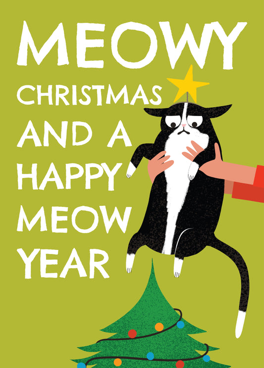 Funny Christmas Card - Meowy Christmas And A Happy Meow Year - Grumpy Cat