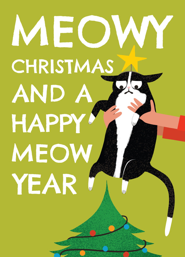 Funny Christmas Card - Meowy Christmas And A Happy Meow Year - Grumpy Cat