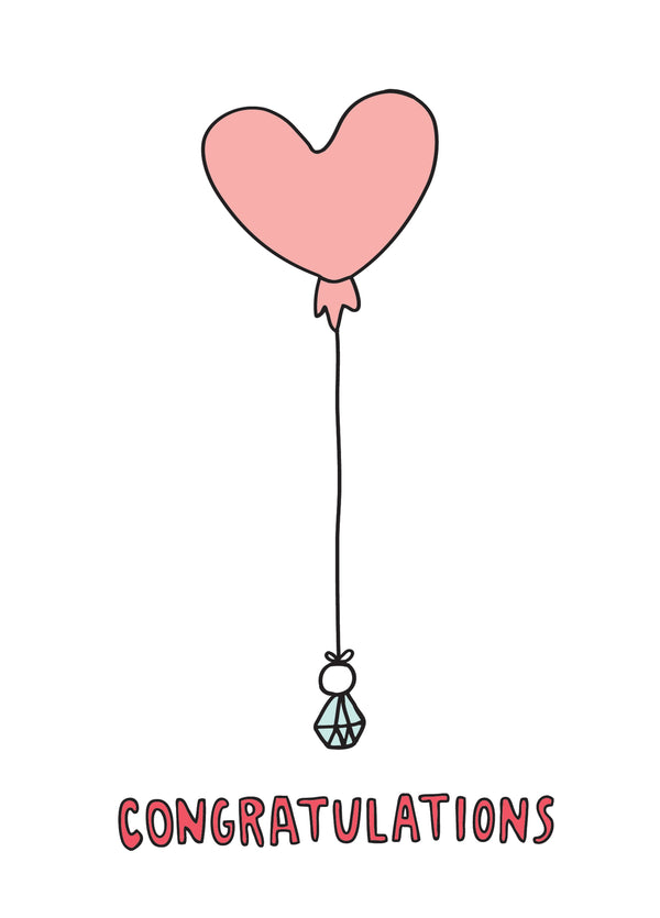 Diamond Ring Balloon Engagement Card