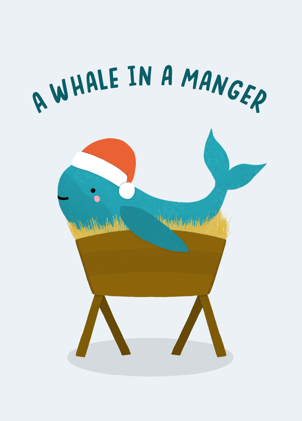 A Whale In A Manger Funny Christmas Card