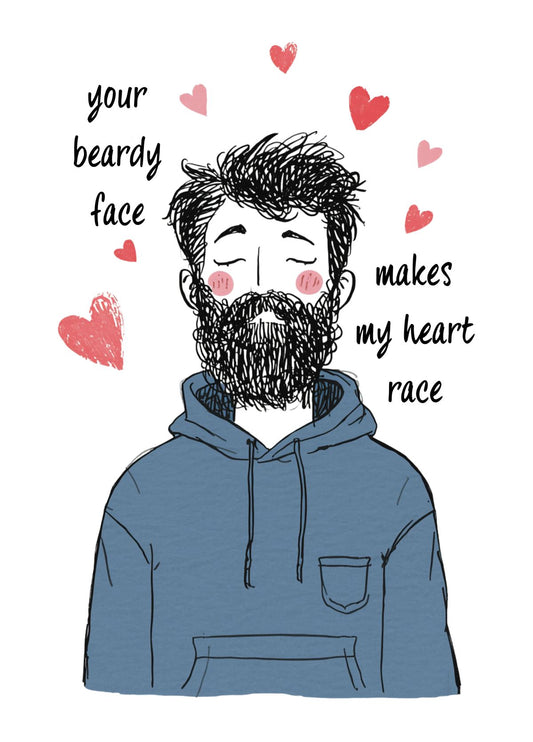 Cute Beard Anniversary Card For Boyfriend
