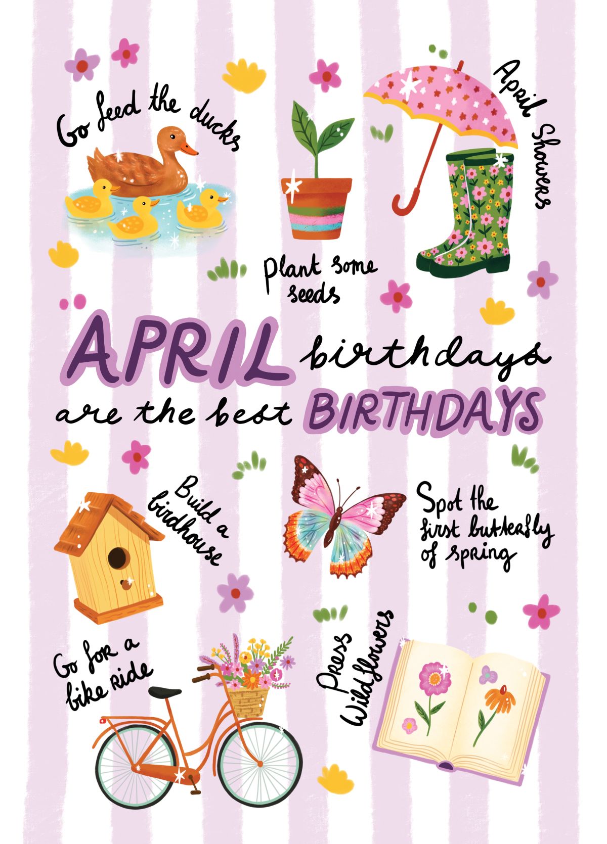 Birthday Card April Birthday Bucket List Spring