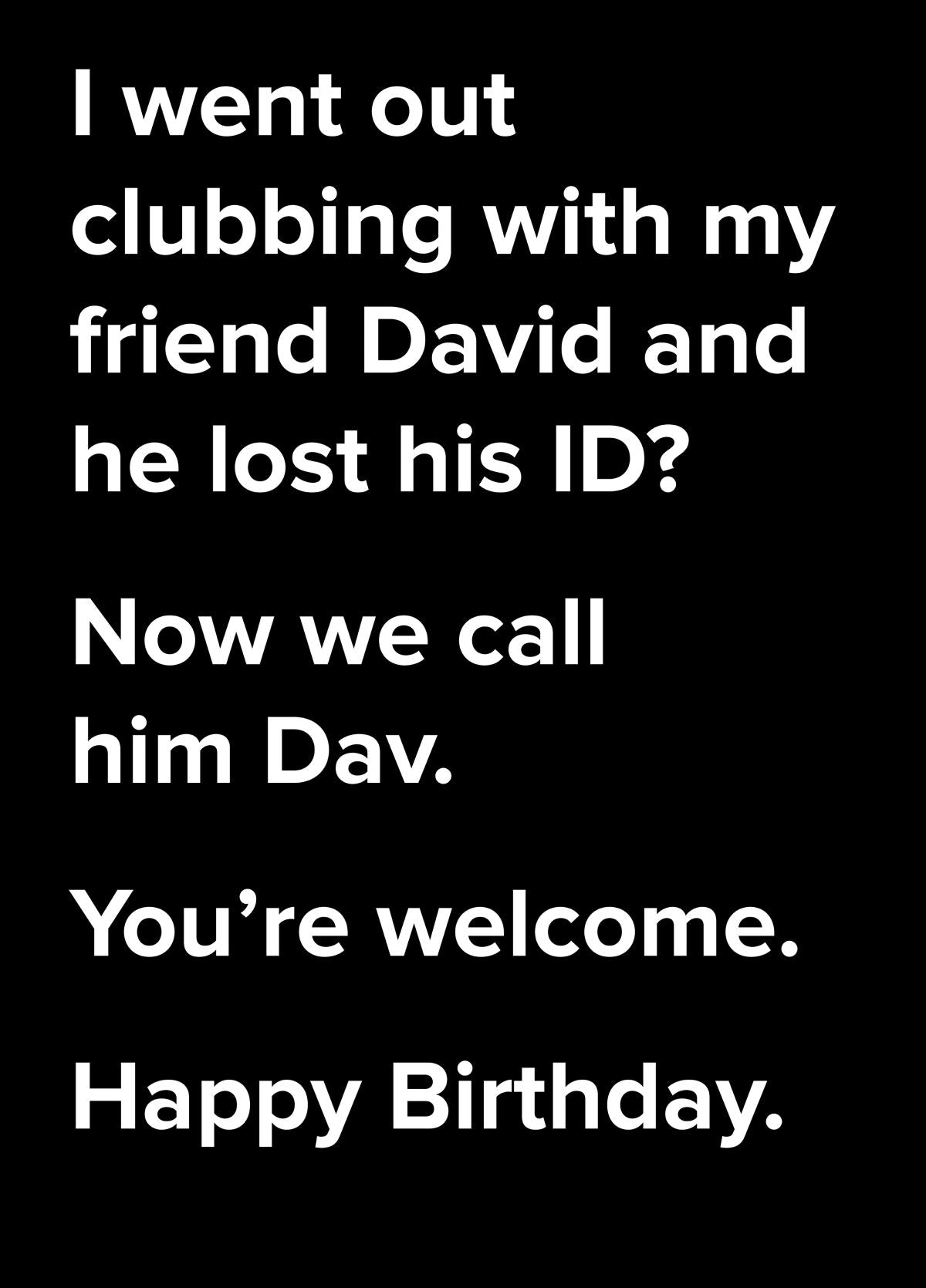 David Dad Joke Birthday Card