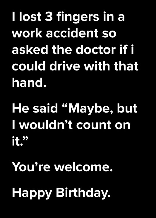 3 Fingers Dad Joke Birthday Card
