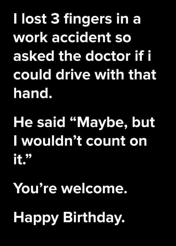 3 Fingers Dad Joke Birthday Card