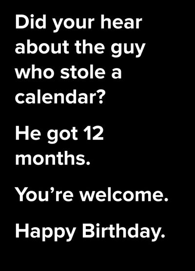 12 Months Dad Joke Birthday Card