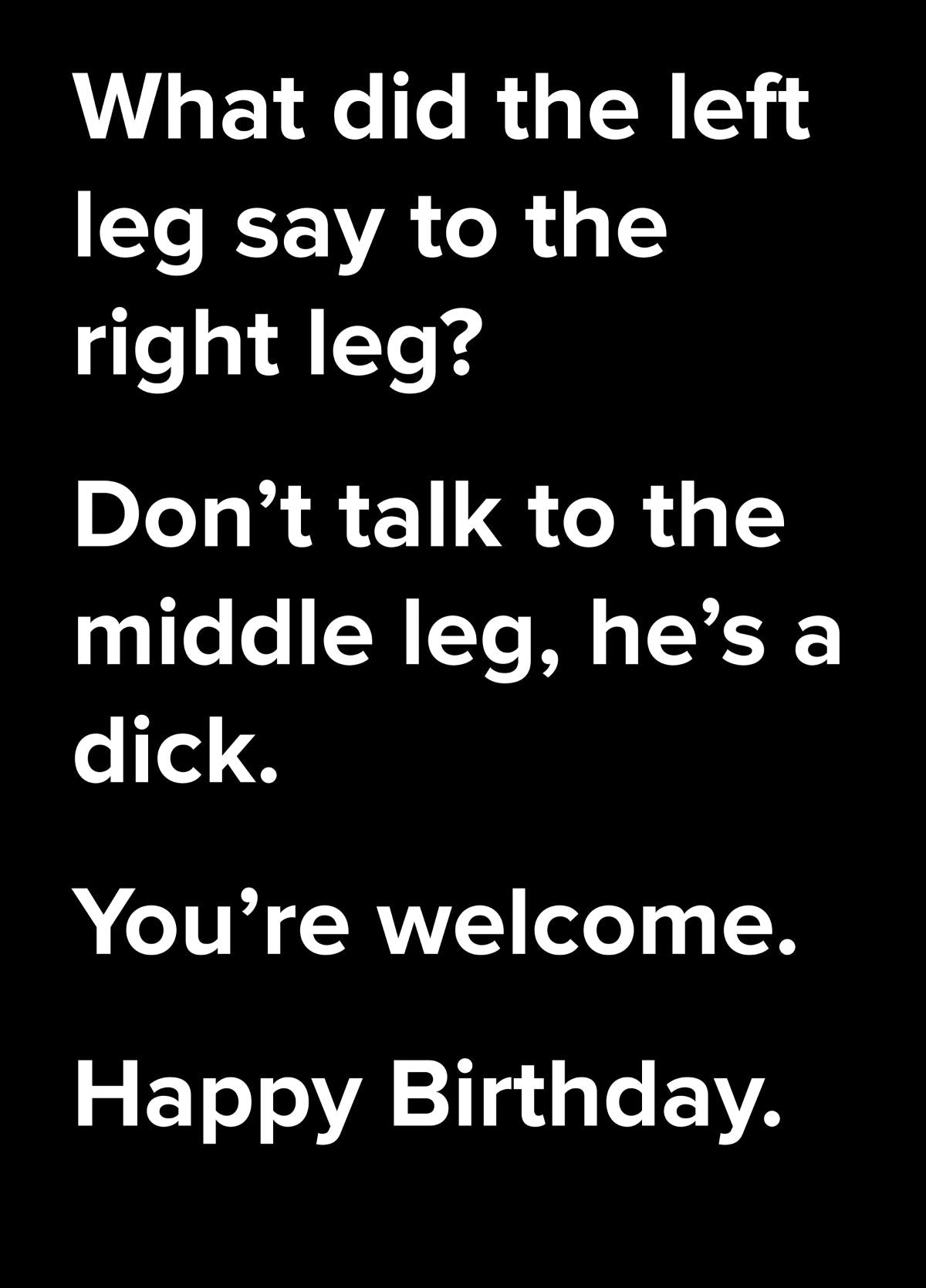 Middle Leg Dad Joke Birthday Card