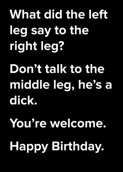 Middle Leg Dad Joke Birthday Card