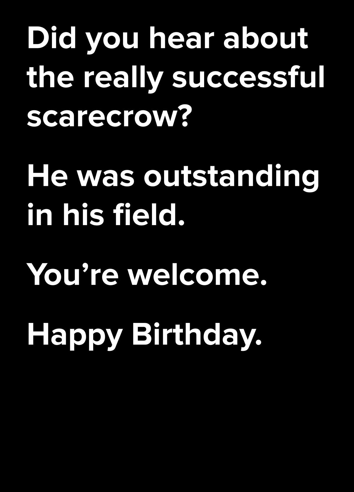 Successful Scarecrow Dad Joke Birthday Card
