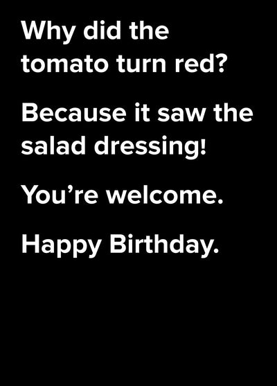 Salad Dressing Dad Joke Birthday Card