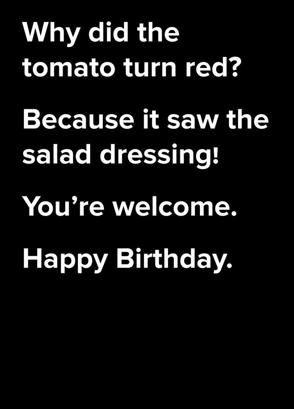 Salad Dressing Dad Joke Birthday Card