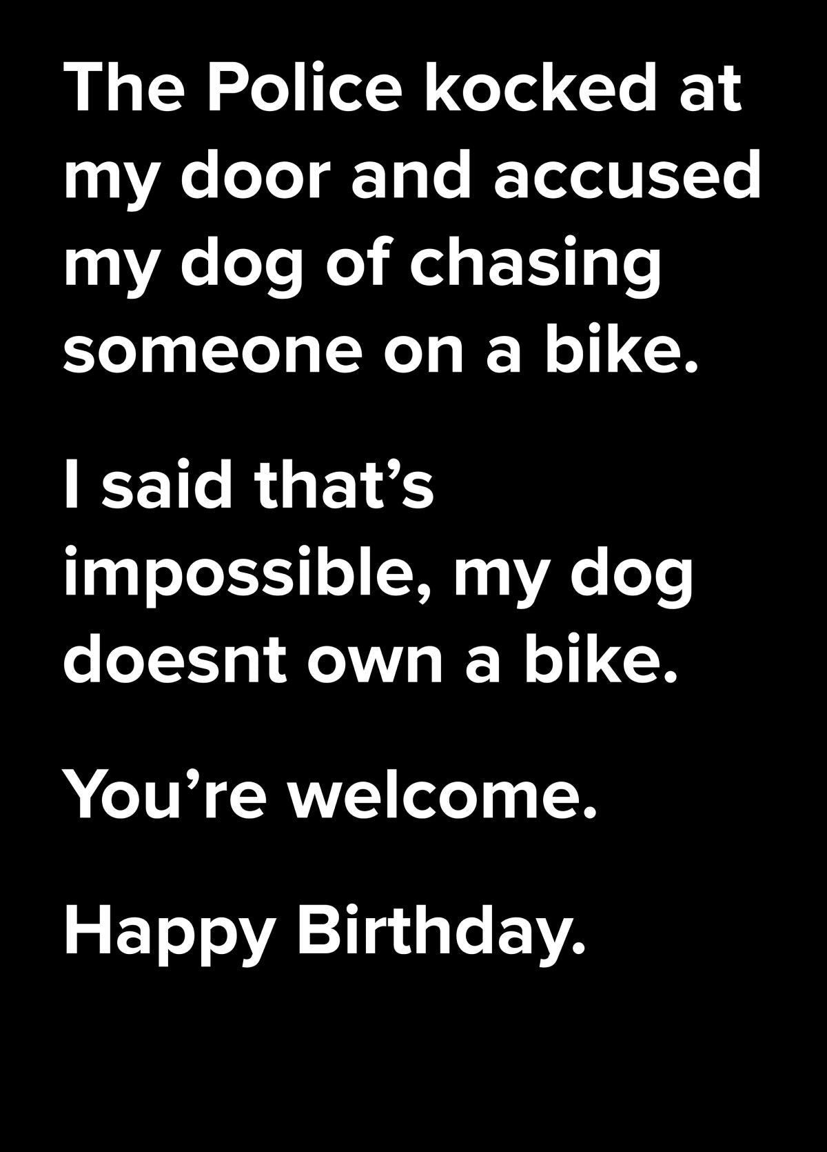 Dog Chasing A Bike Dad Joke Birthday Card