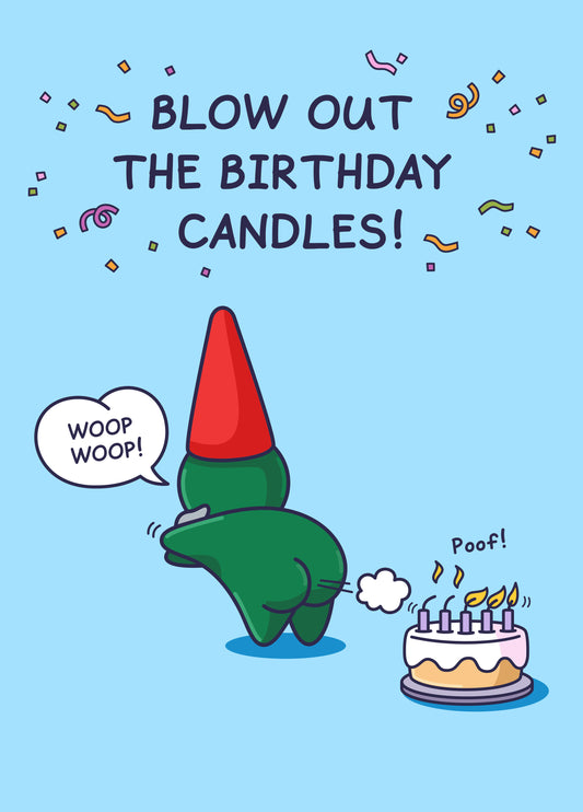 Funny Birthday Card - For Him - Blowing Out The Birthday Candles