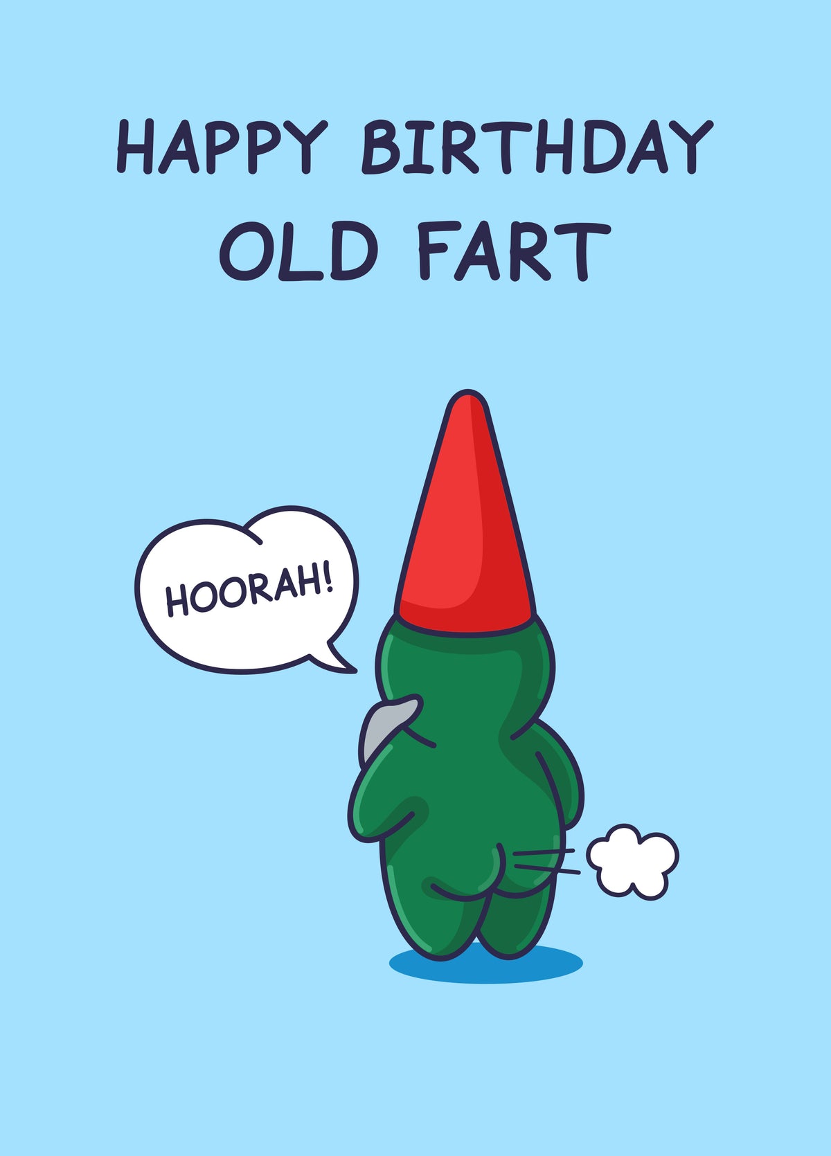 Old Fart - Funny Birthday Card - Farting Gnome