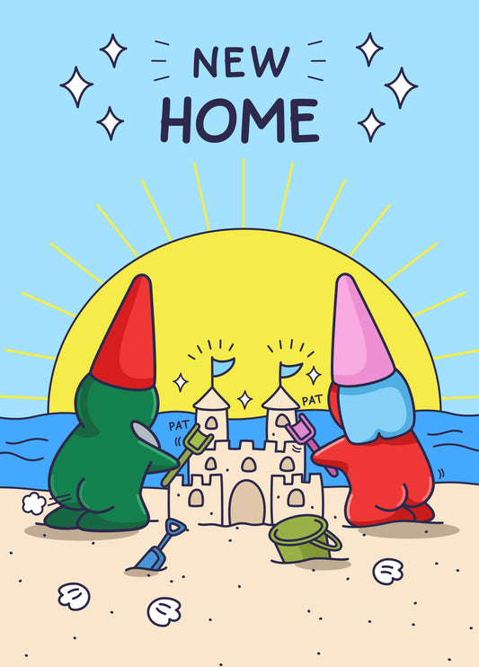 Funny New Home Card - Sandcastle - Beach Nudes