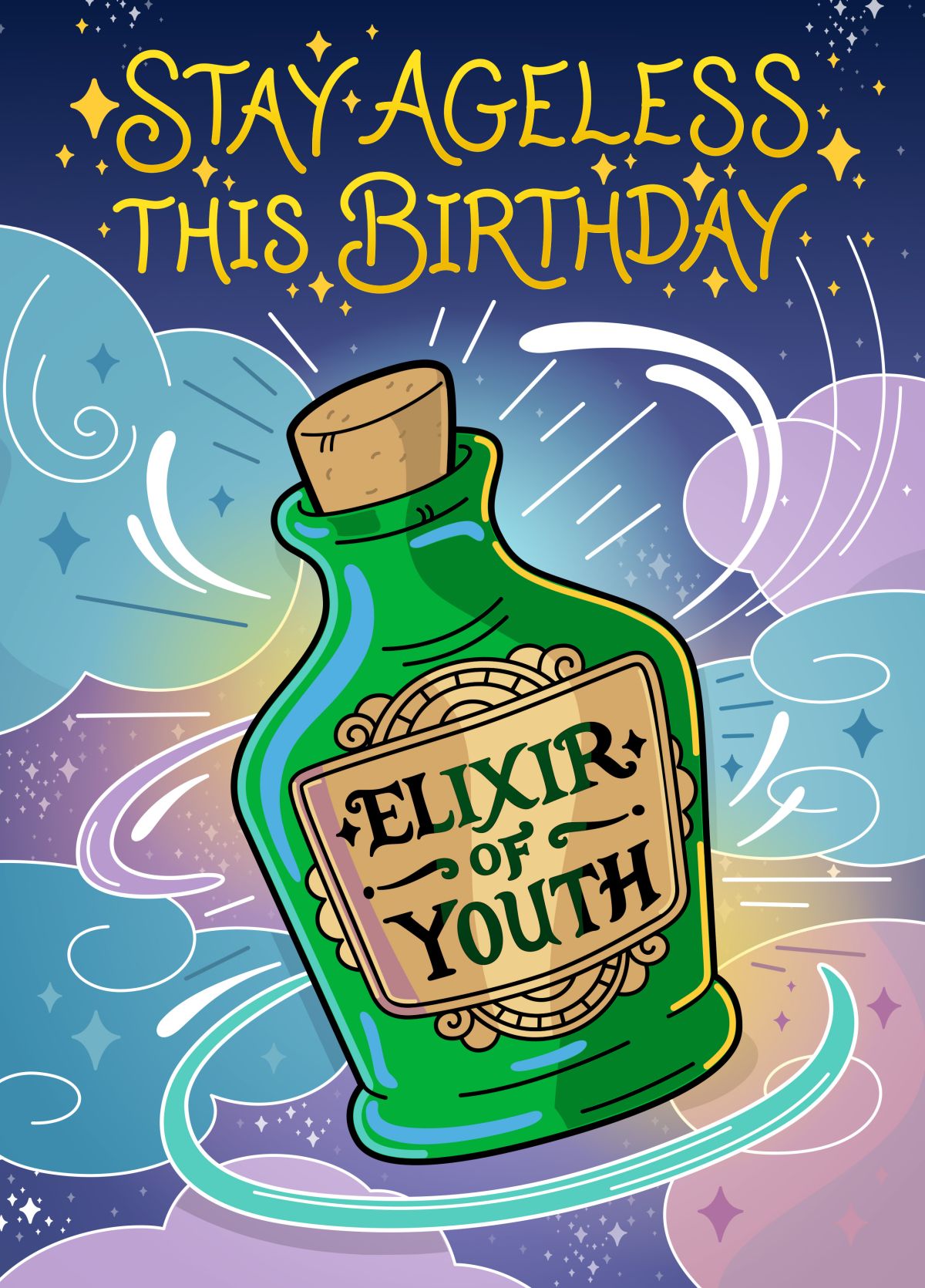 Stay Ageless Birthday Card - Elixir Of Youth