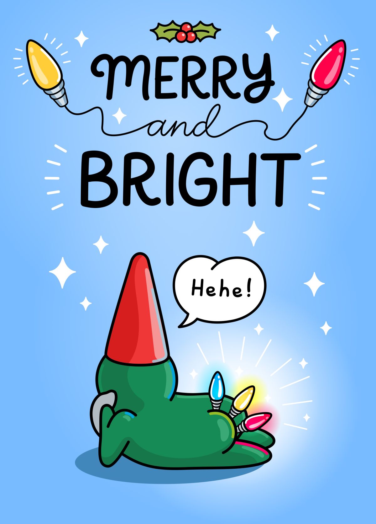 Merry And Bright Bum - Funny Christmas Card - For Him