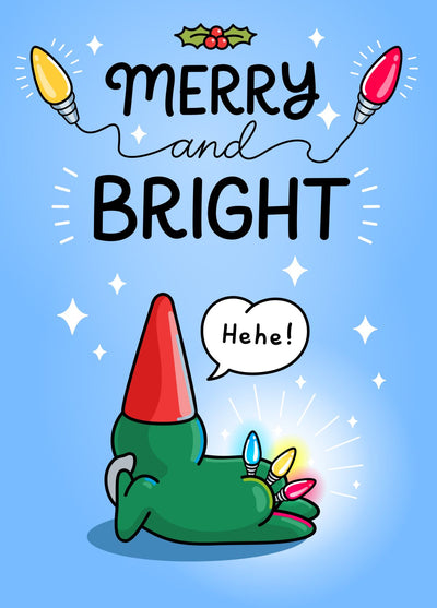 Merry And Bright Bum - Funny Christmas Card - For Him