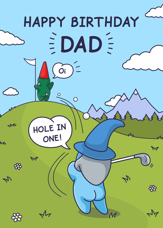 Golf Birthday Card For Dad - Hole In One