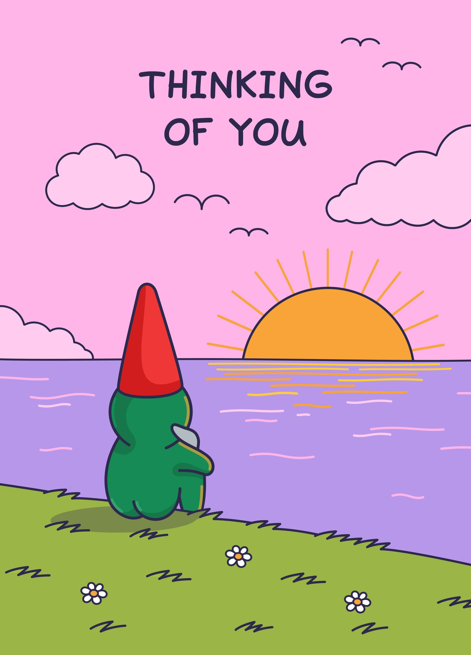Thinking Of You Card - Sunset By The Sea