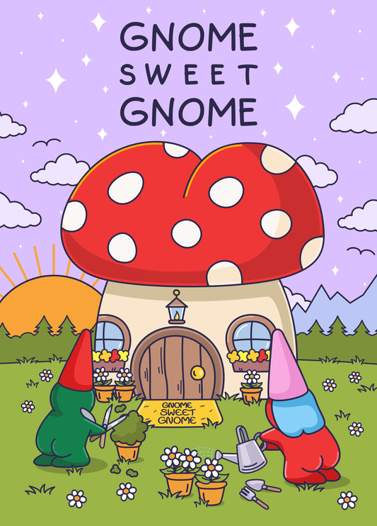 New Home Card - Gnome Sweet Gnome - Housewarming Moving Card