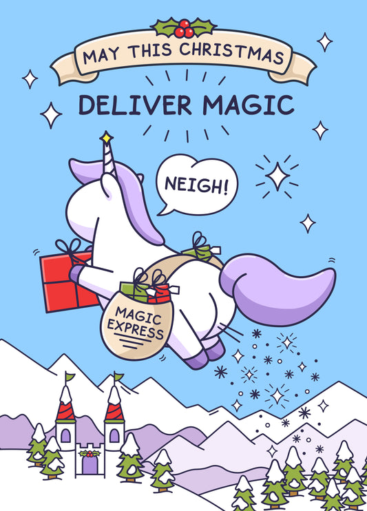 Christmas Magic Unicorn - Funny Christmas Card
