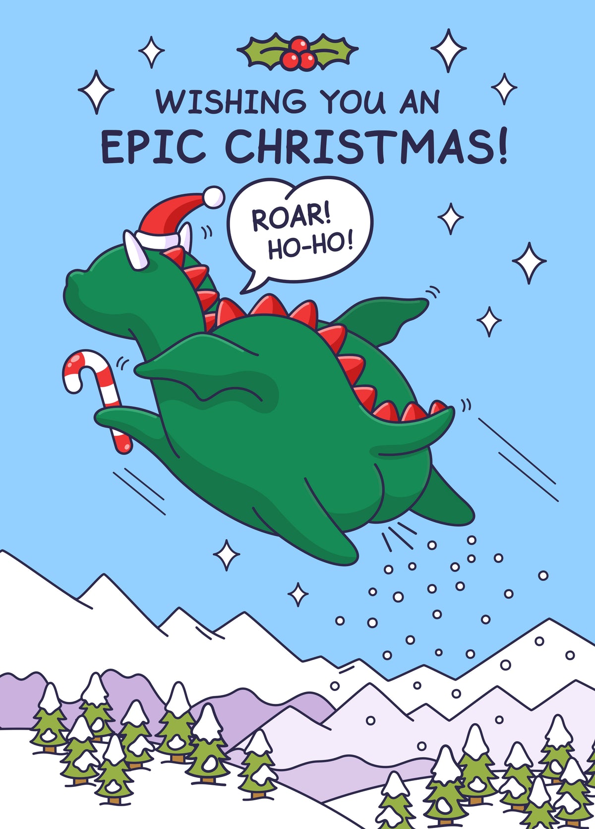 Funny Dragon Christmas Card - For Him