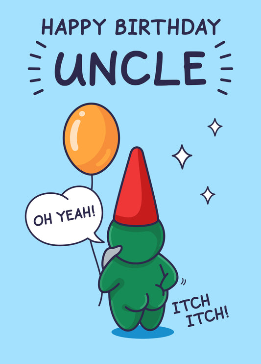 Uncle Birthday Card - Funny Party Gnome